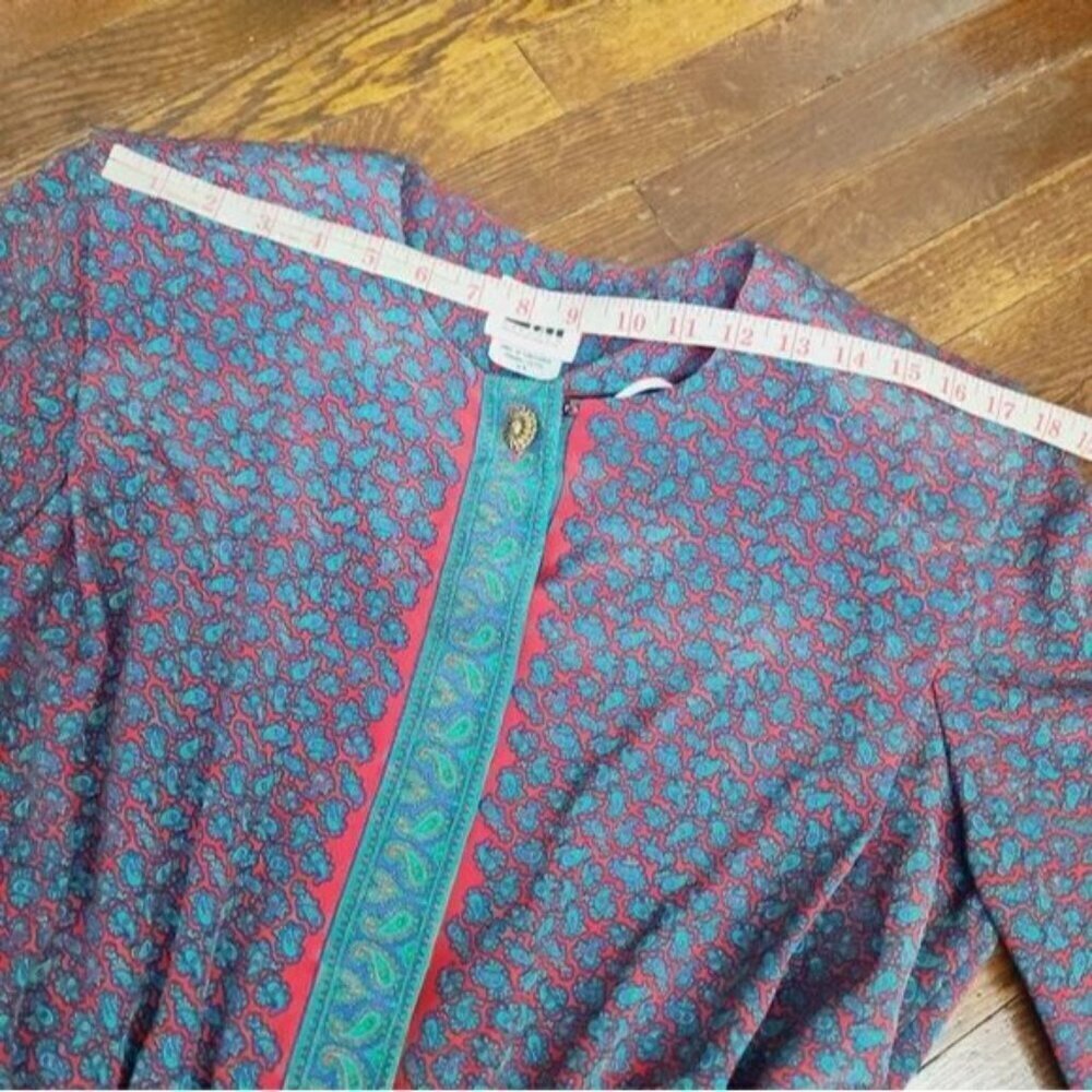 Vintage 90s Colorful Paisley Pleated Skirt Shirt Waist dress - Picture 7 of 16